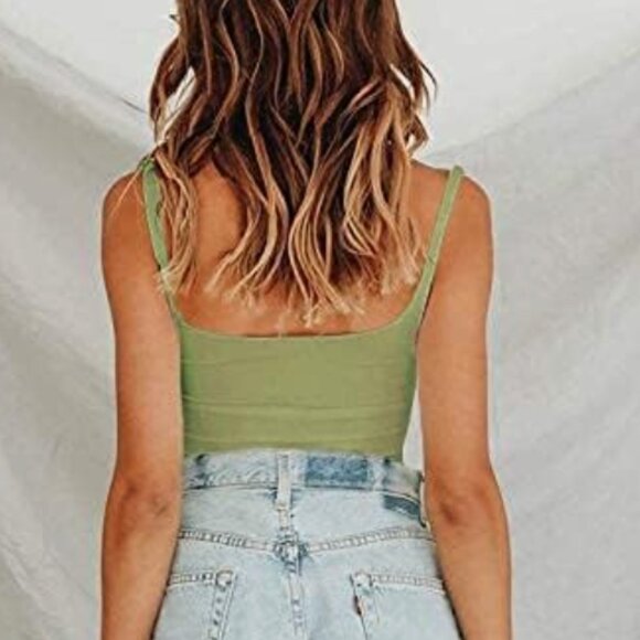BEJONS Crop Tank Top Ruched Corset Women size XL in Army Green - Picture 3 of 6